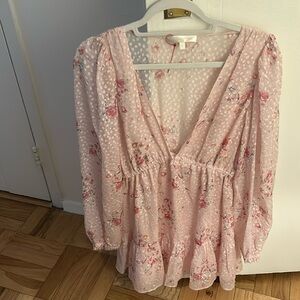 LOVESHACKFANCY SIRIANA MINI DRESS IN BUBBLY PINK